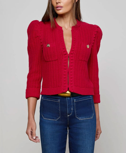 Delli 3/4 Slv Crop Cardi-Sweaters-Uniquities