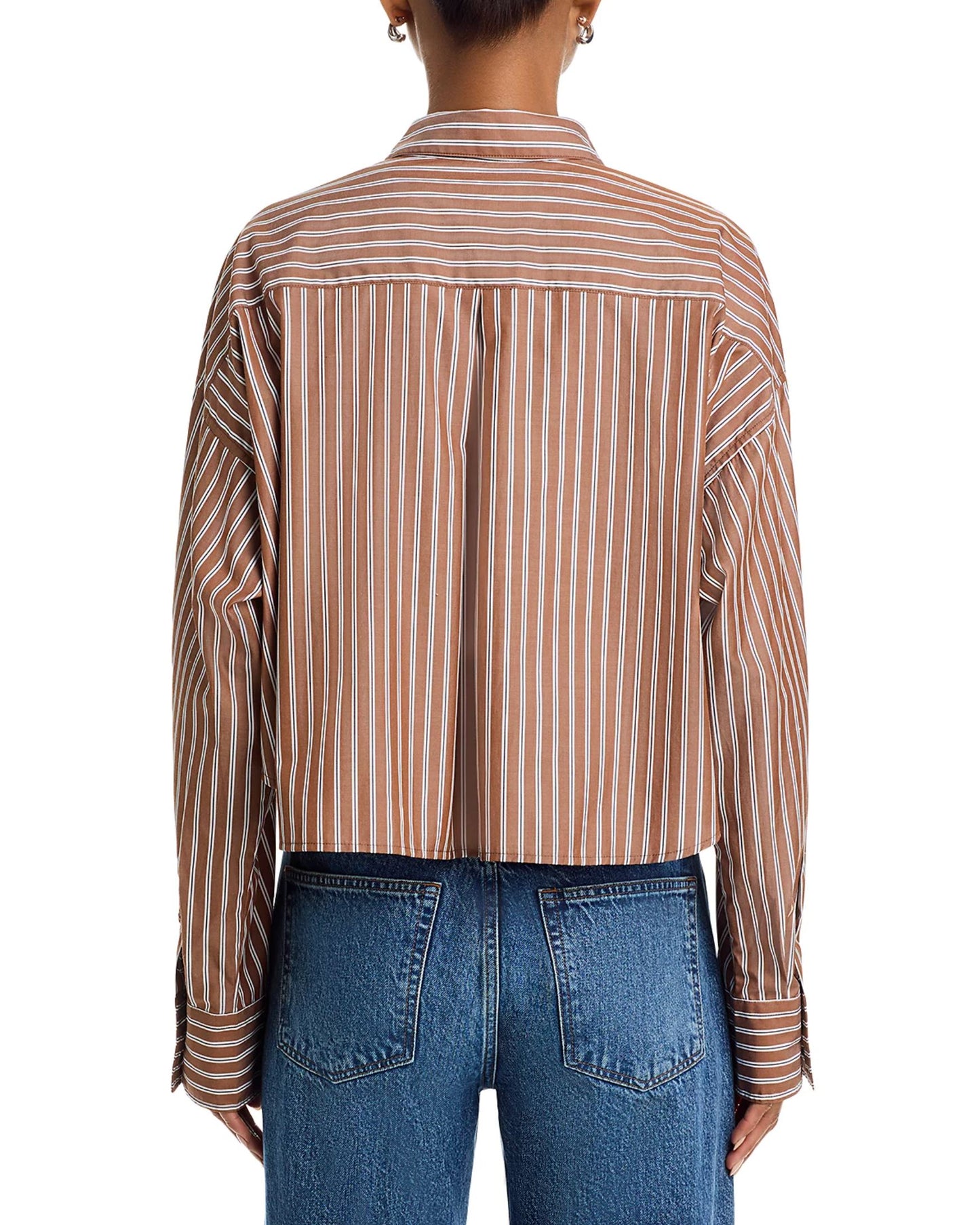 Marin Cropped Striped Shirt-Tops/Blouses-Uniquities