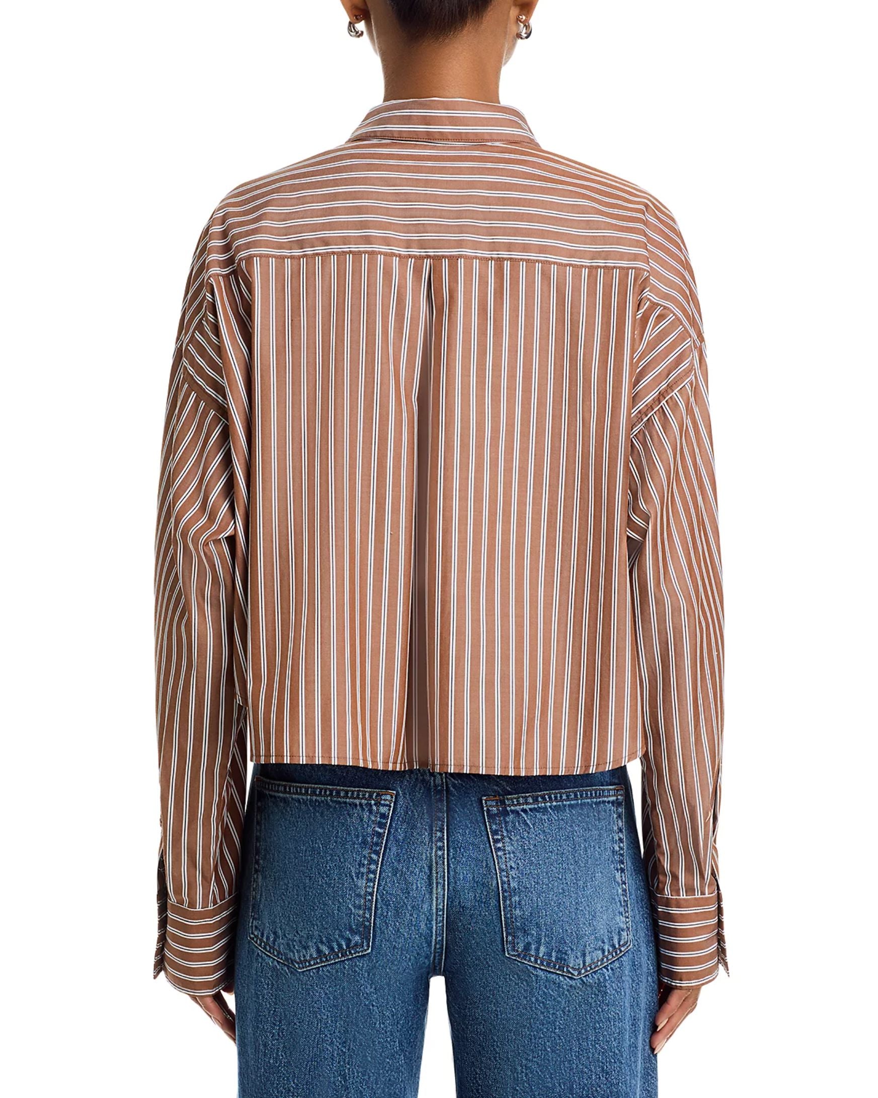 Marin Cropped Striped Shirt-Tops/Blouses-Uniquities