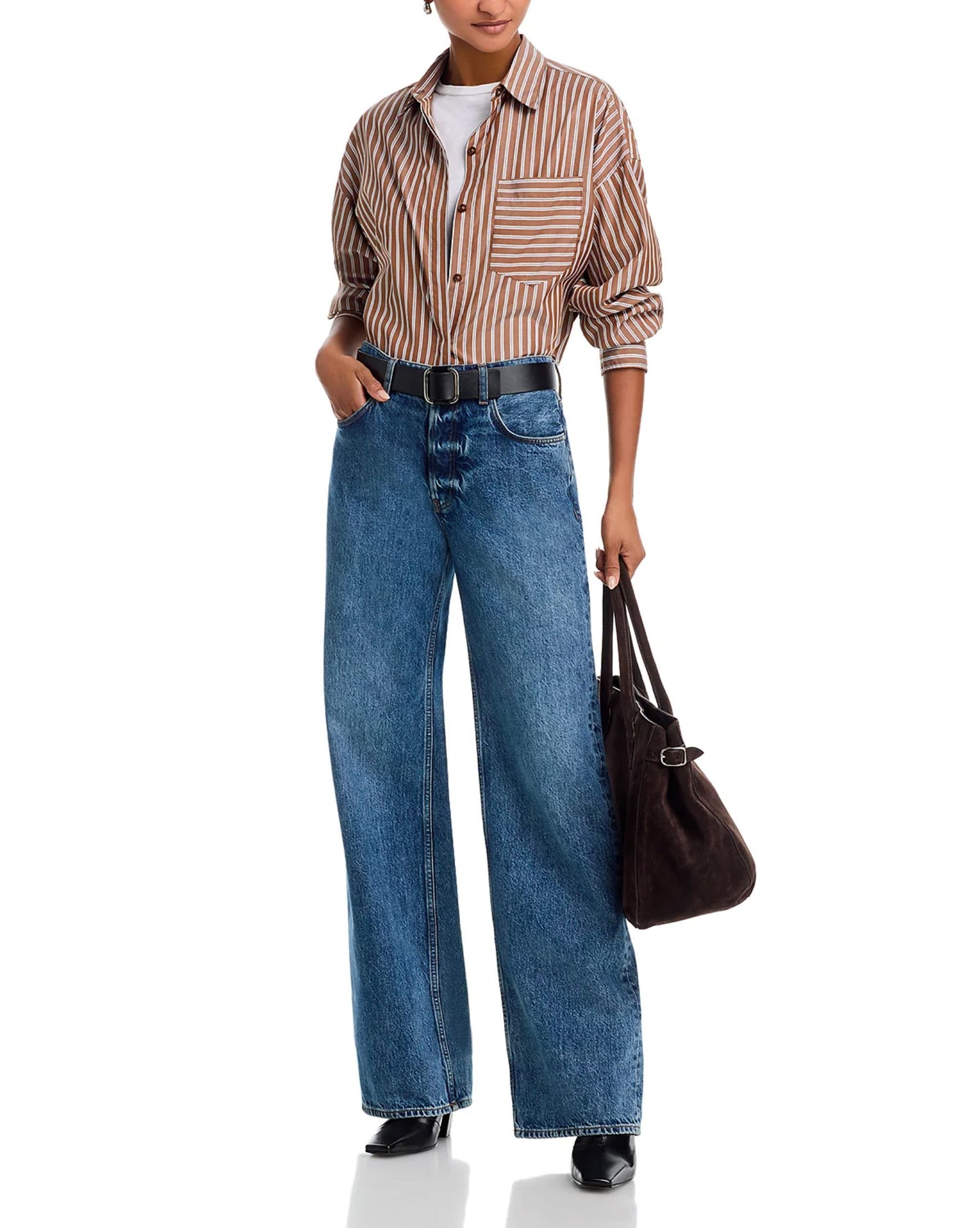 Marin Cropped Striped Shirt-Tops/Blouses-Uniquities