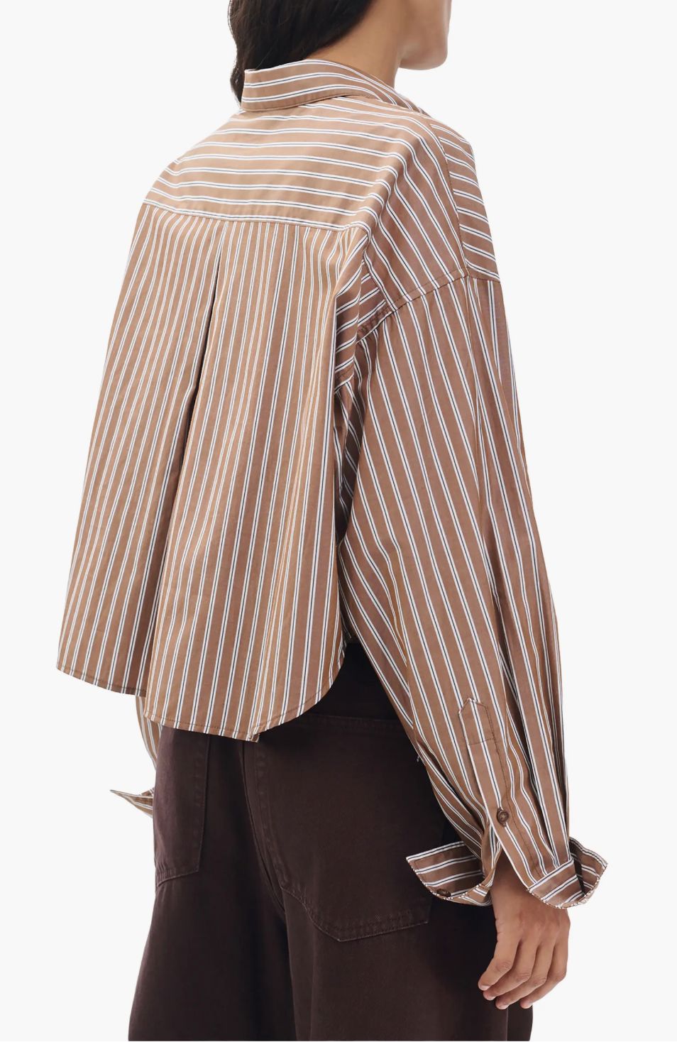 Marin Cropped Striped Shirt-Tops/Blouses-Uniquities