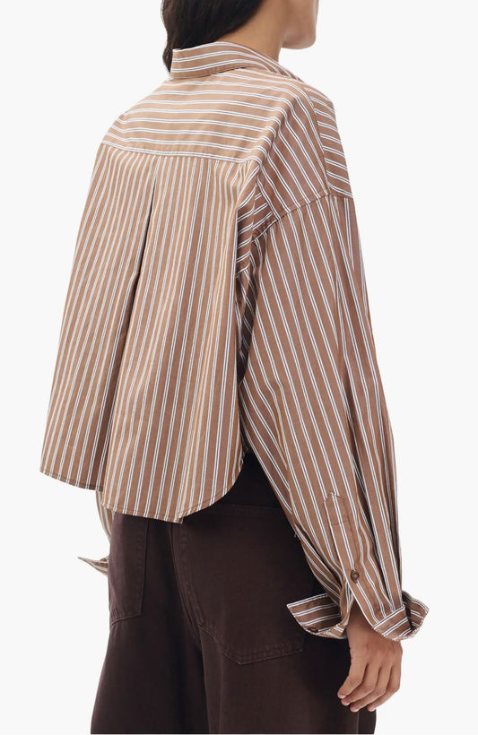 Marin Cropped Striped Shirt-Tops/Blouses-Uniquities