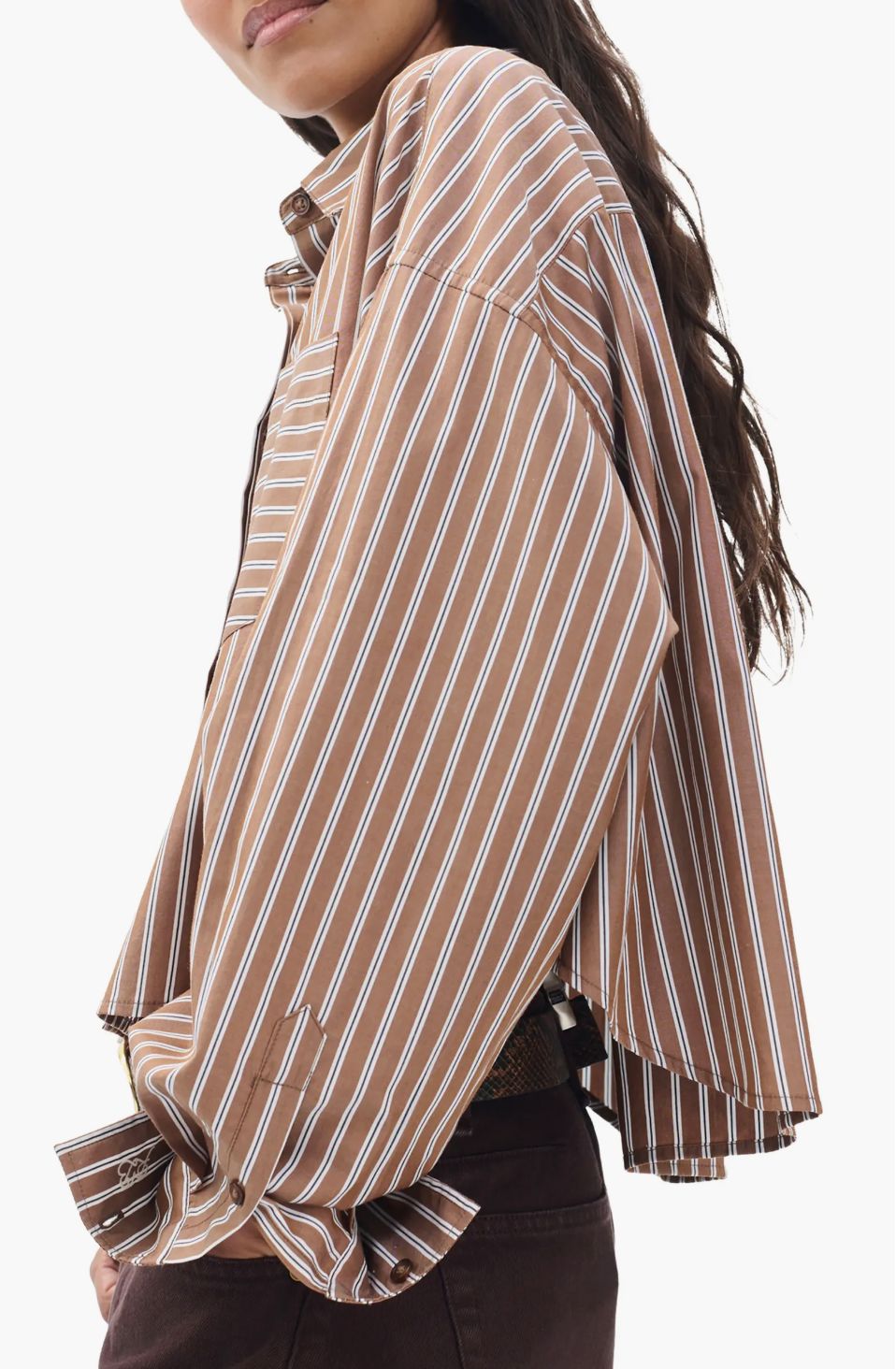 Marin Cropped Striped Shirt-Tops/Blouses-Uniquities