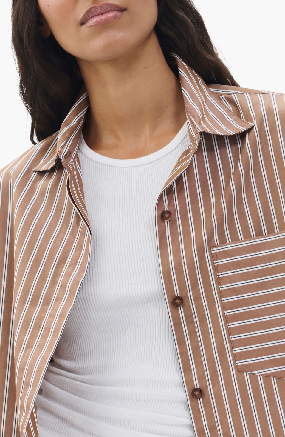 Marin Cropped Striped Shirt-Tops/Blouses-Uniquities