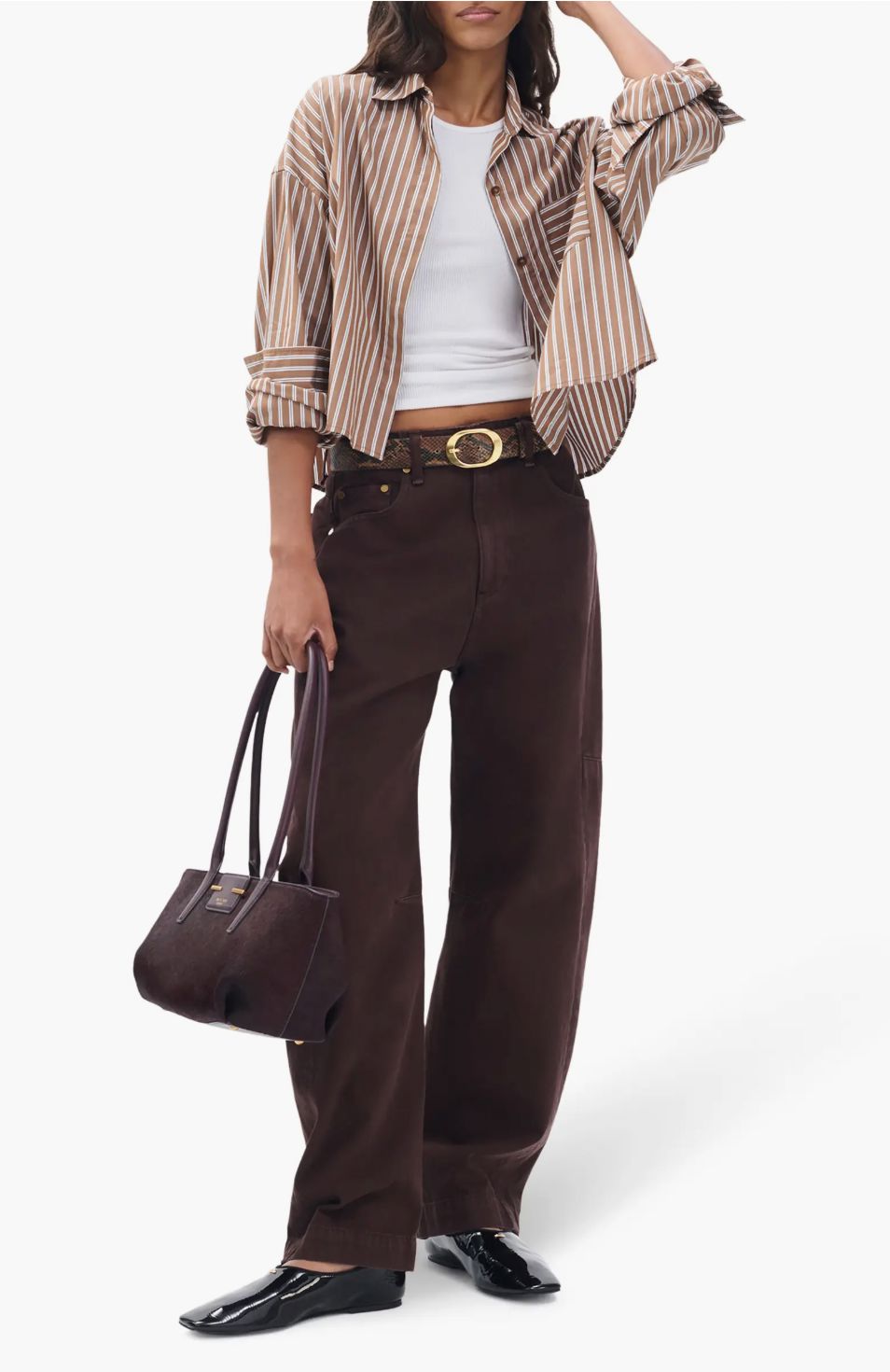 Marin Cropped Striped Shirt-Tops/Blouses-Uniquities