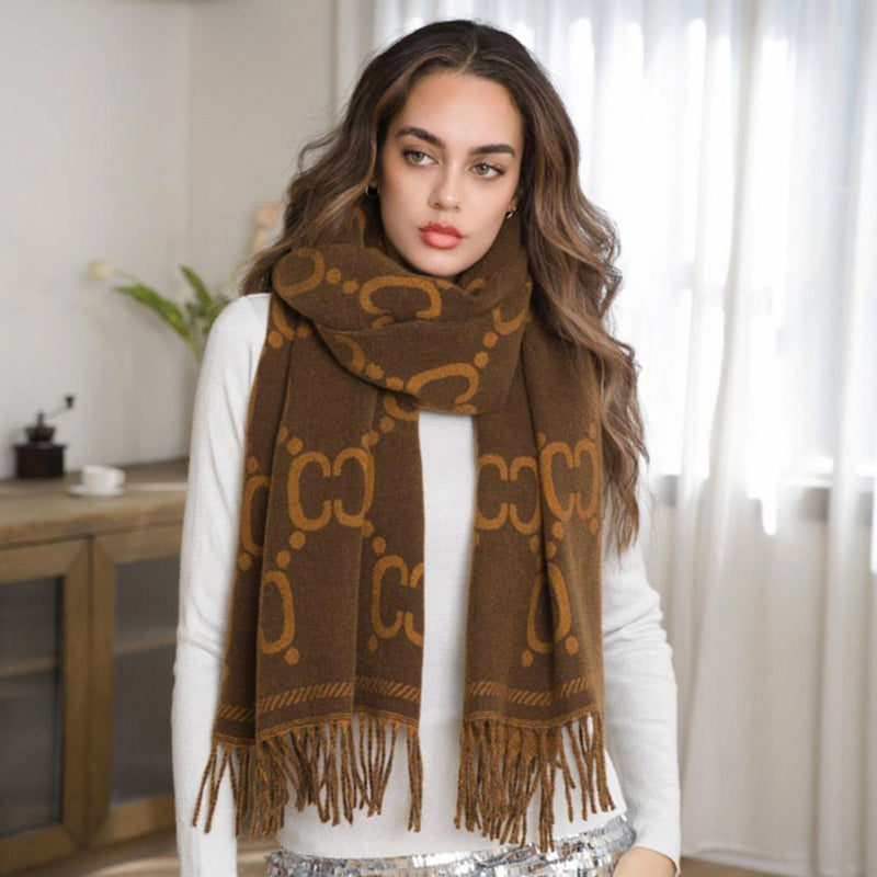 Fringe Fashion Scarf Brown-Accessories-Uniquities