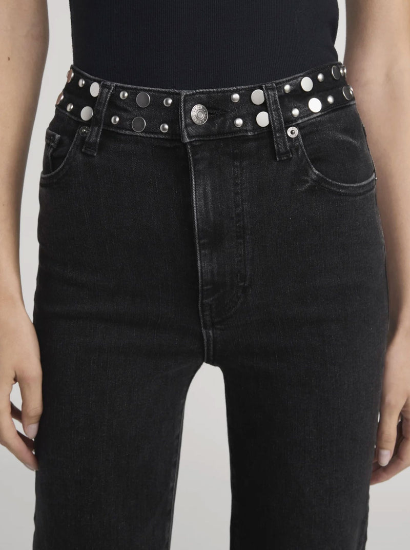 Le Sleek Straight Studded Jeans-Denim-Uniquities