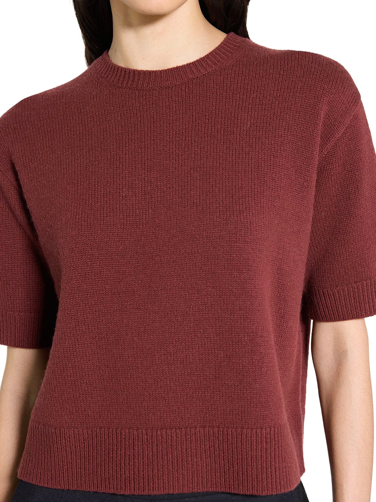 Cashmere Crop Tee-Sweaters-Uniquities