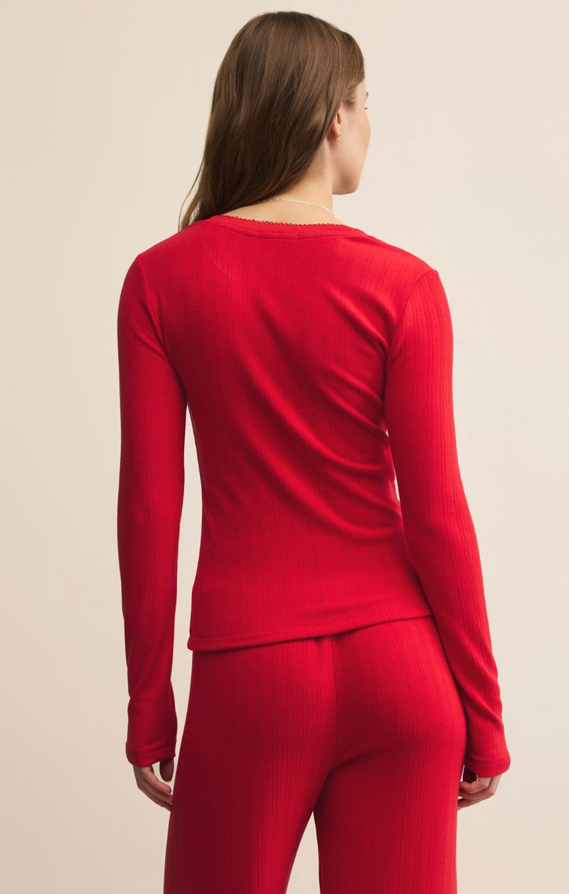 Holly Pointelle Long Sleeve Top-Lounge-Uniquities