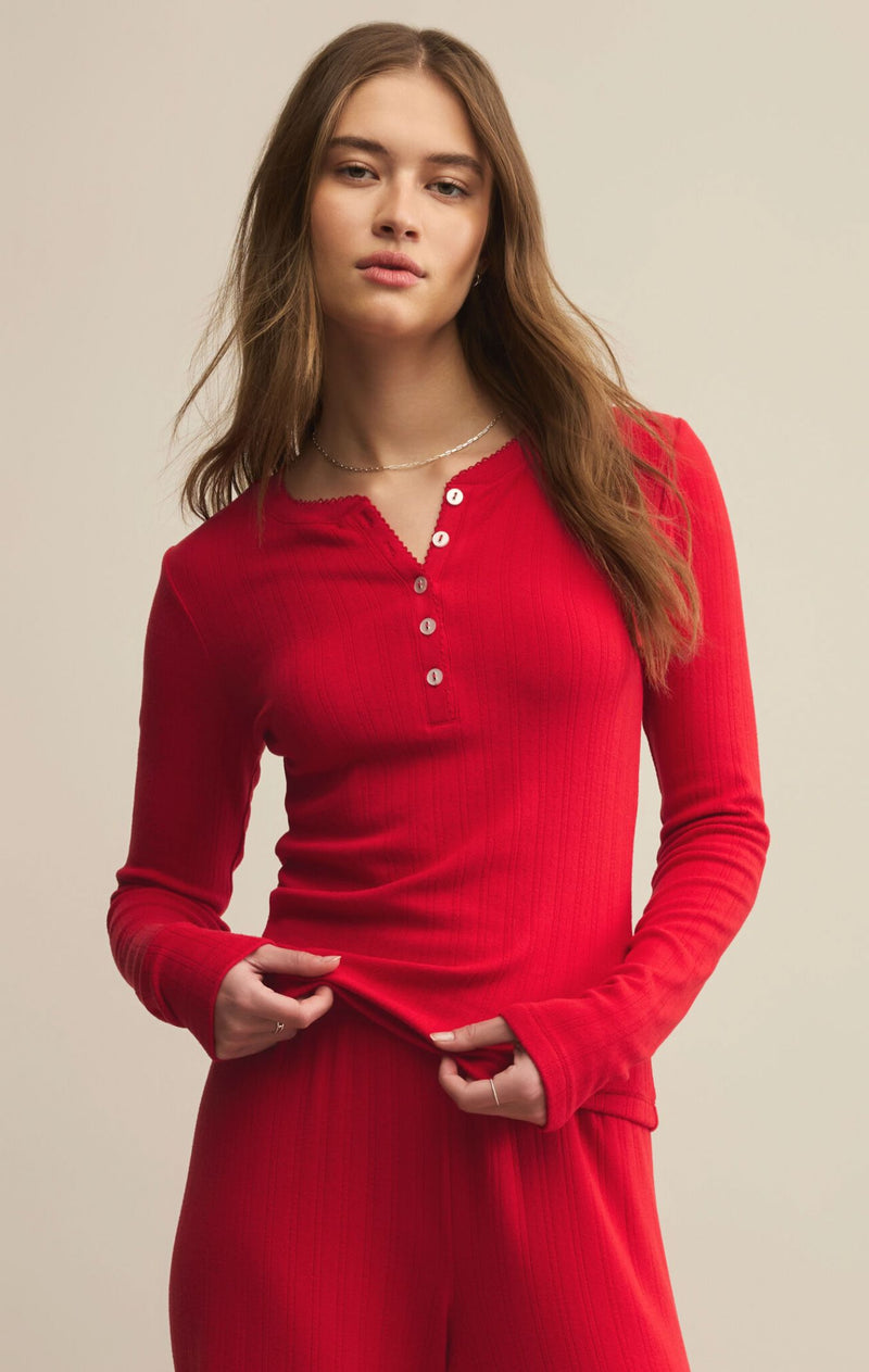 Holly Pointelle Long Sleeve Top-Lounge-Uniquities
