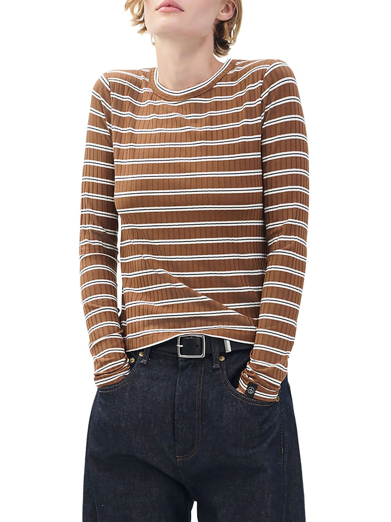Luca Stripe Rib Long Sleeve Top-Tops/Blouses-Uniquities