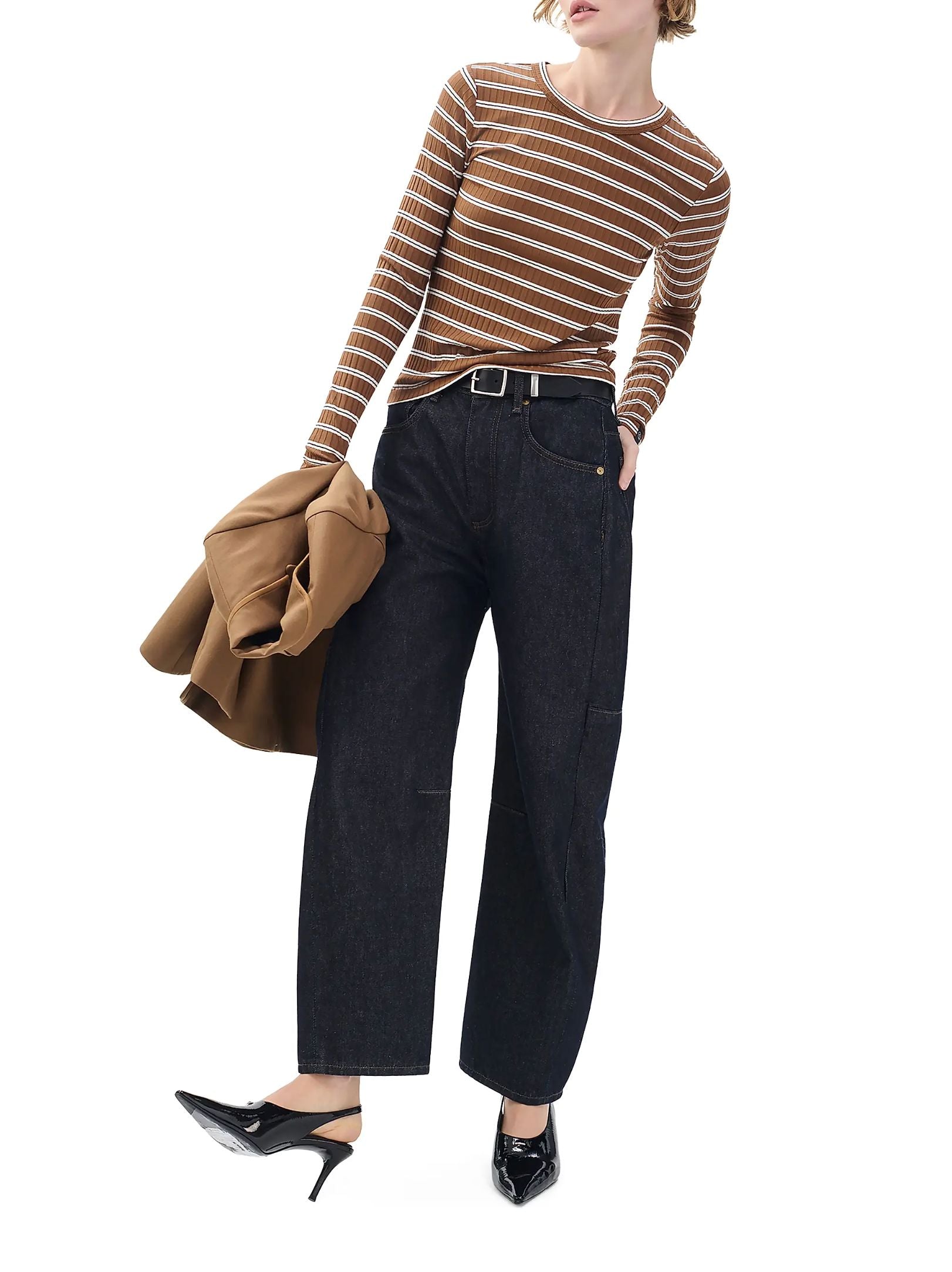 Luca Stripe Rib Long Sleeve Top-Tops/Blouses-Uniquities