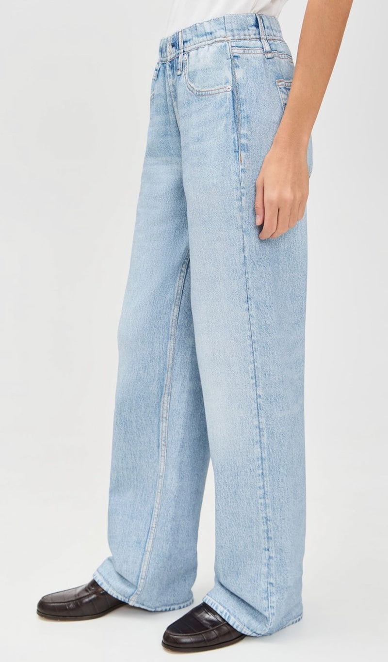 Miramar Terry Pull On Wide Leg Jeans-Denim-Uniquities