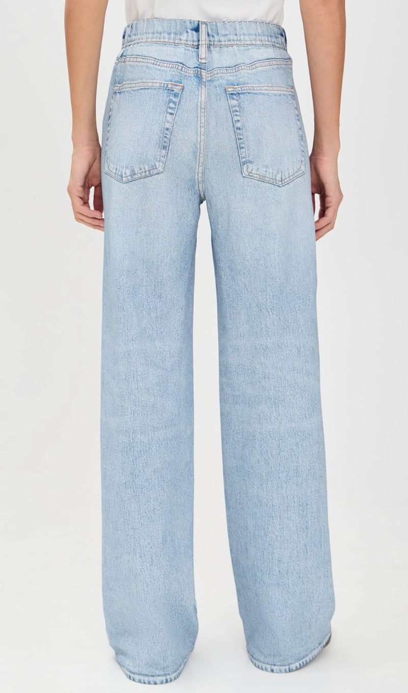 Miramar Terry Pull On Wide Leg Jeans-Denim-Uniquities
