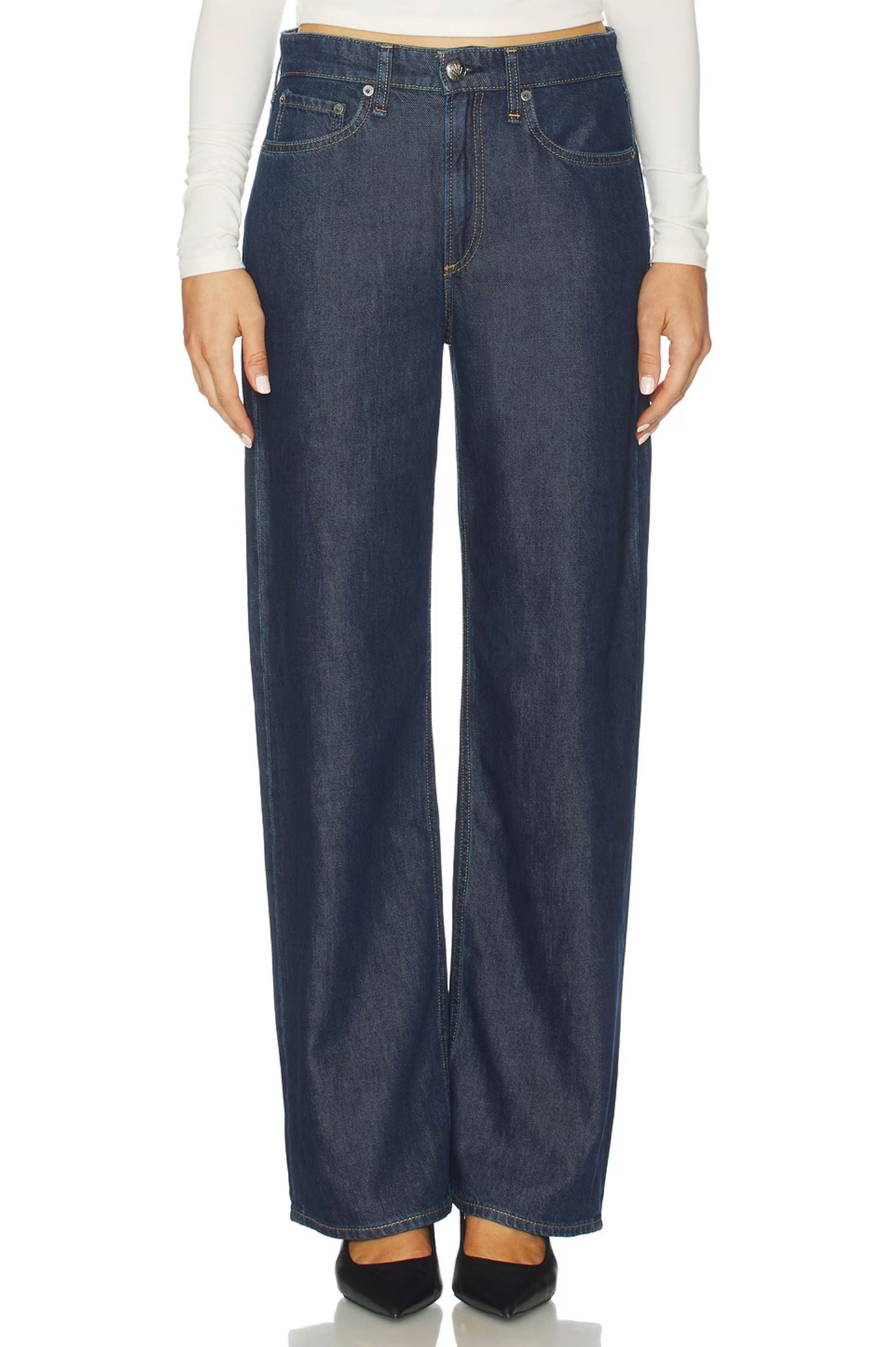 Featherweight Logan Mid Rise Wide Leg Jeans-Denim-Uniquities