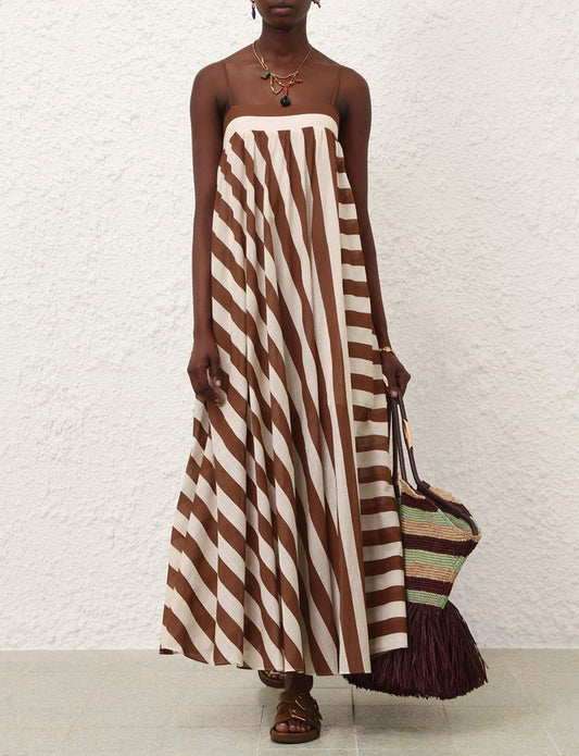 Daylight Stripe Maxi Dress-Dresses-Uniquities