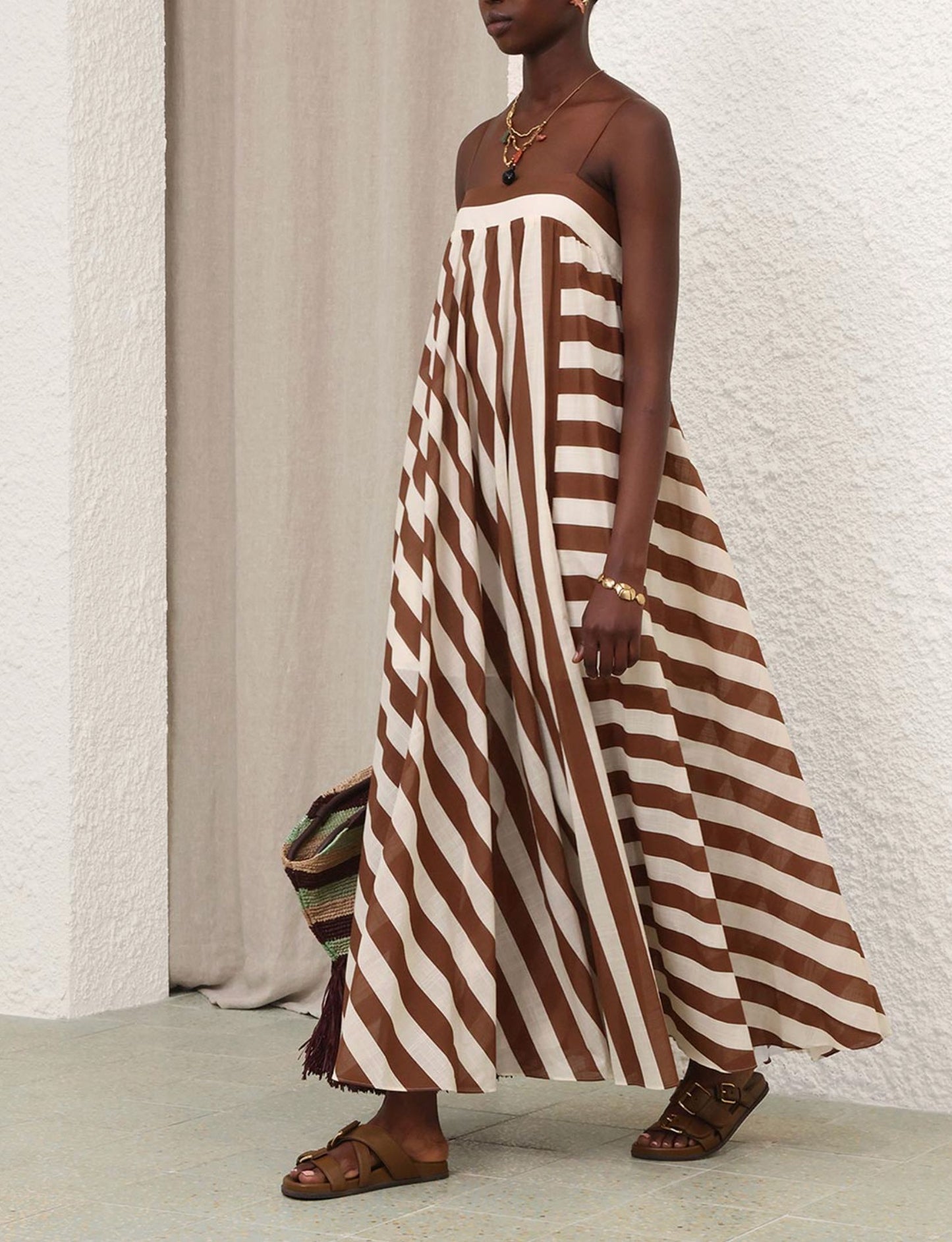 Daylight Stripe Maxi Dress-Dresses-Uniquities