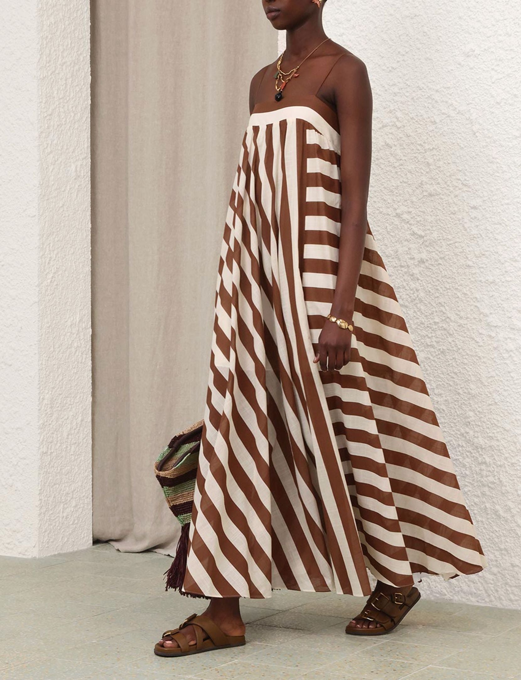 Daylight Stripe Maxi Dress-Dresses-Uniquities