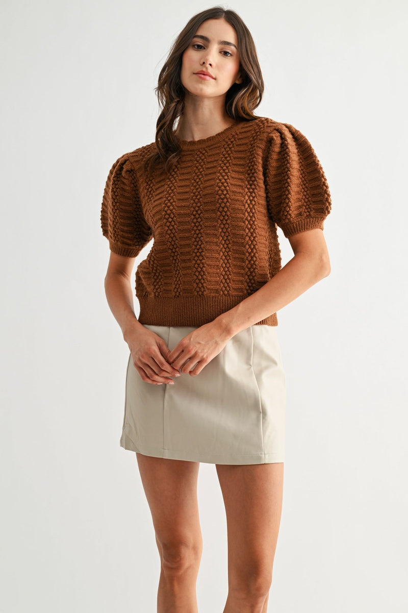 Cameron Puff Sleeve Sweater-Sweaters-Uniquities