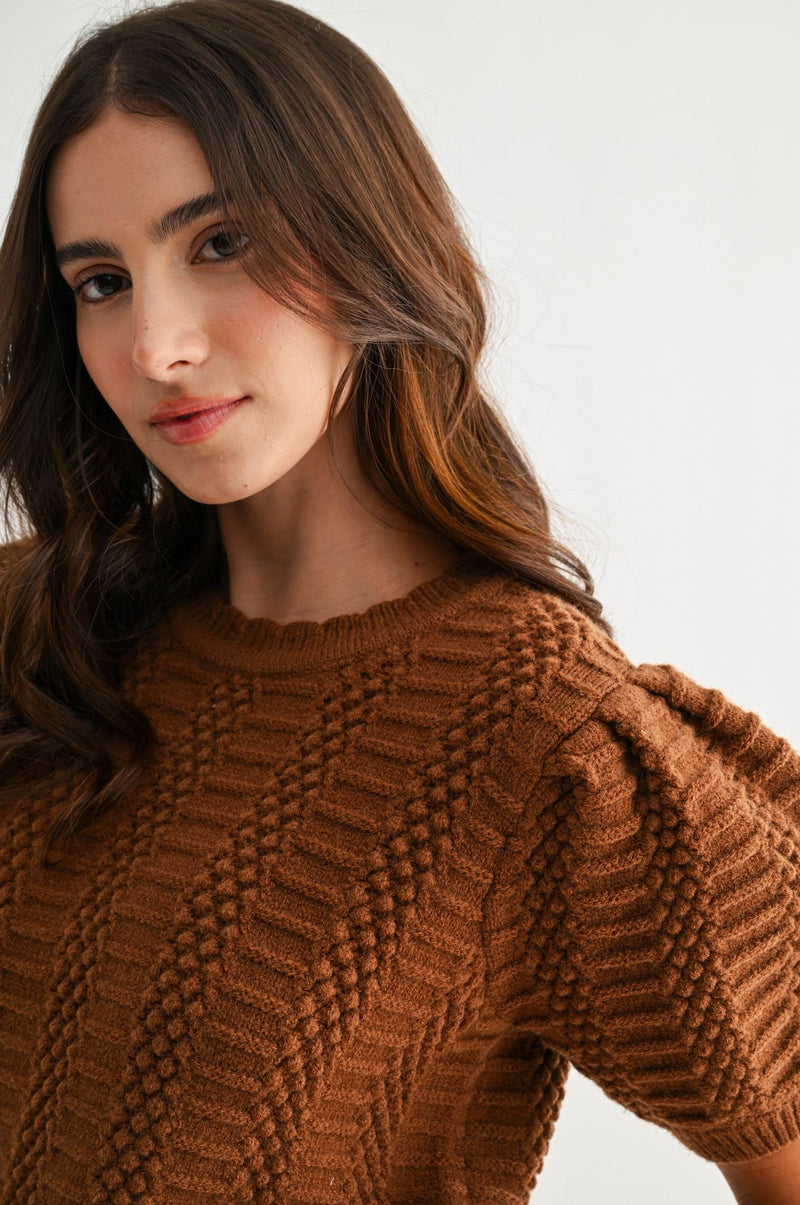 Cameron Puff Sleeve Sweater-Sweaters-Uniquities