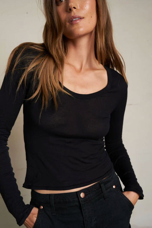 Angie Scoop Neck Long Sleeve Tee-Tee Shirts-Uniquities