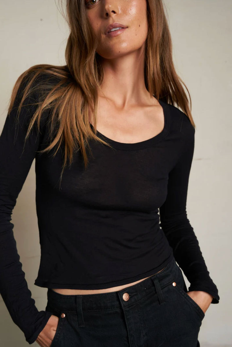 Angie Scoop Neck Long Sleeve Tee-Tee Shirts-Uniquities