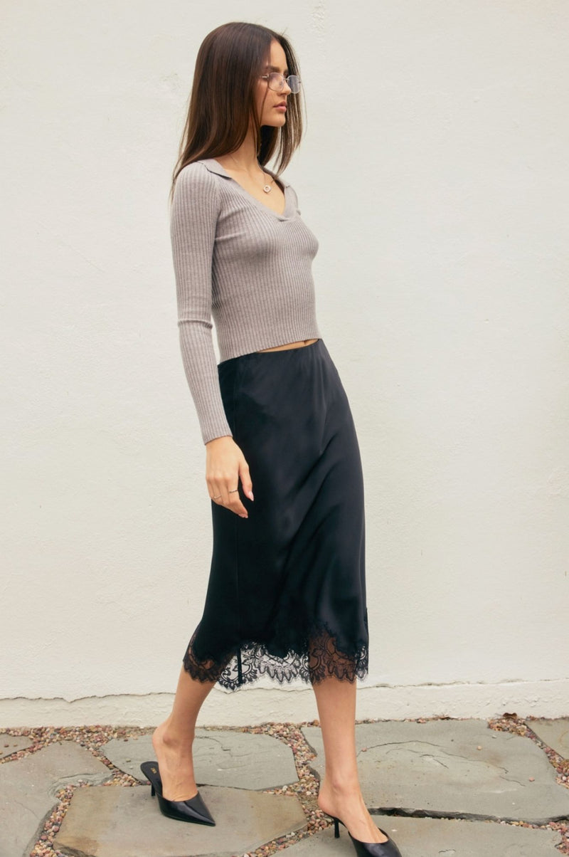 Lea Lace Hem Skirt-Bottoms-Uniquities