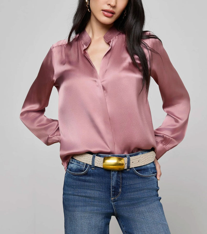 Bianca Band Collar Blouse-Tops/Blouses-Uniquities