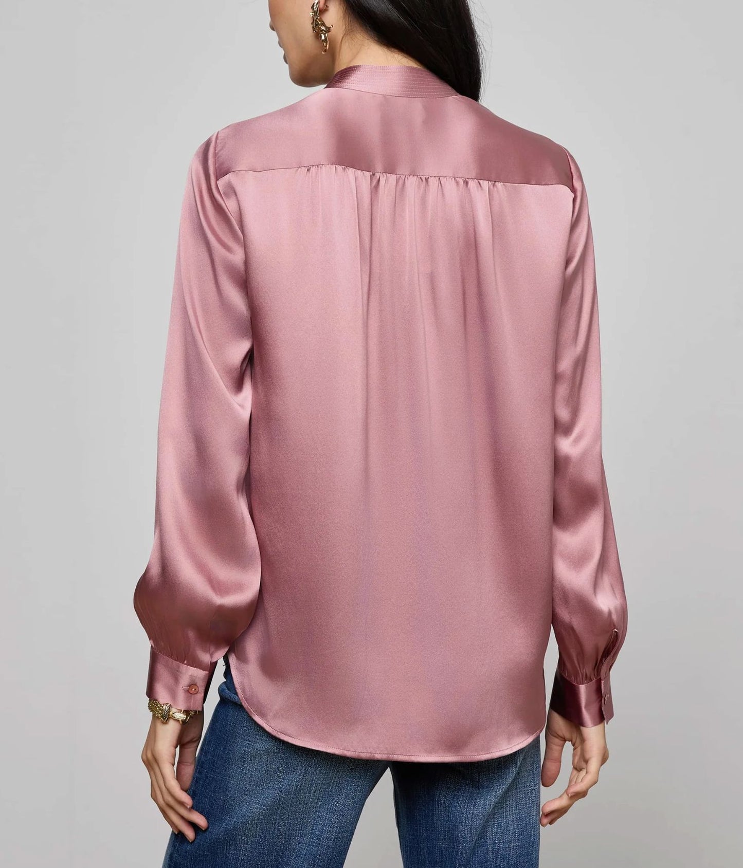 Bianca Band Collar Blouse-Tops/Blouses-Uniquities