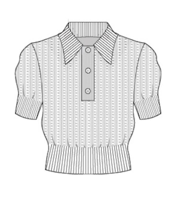 Solid Pointelle Puff Slv Polo-Tops/Blouses-Uniquities