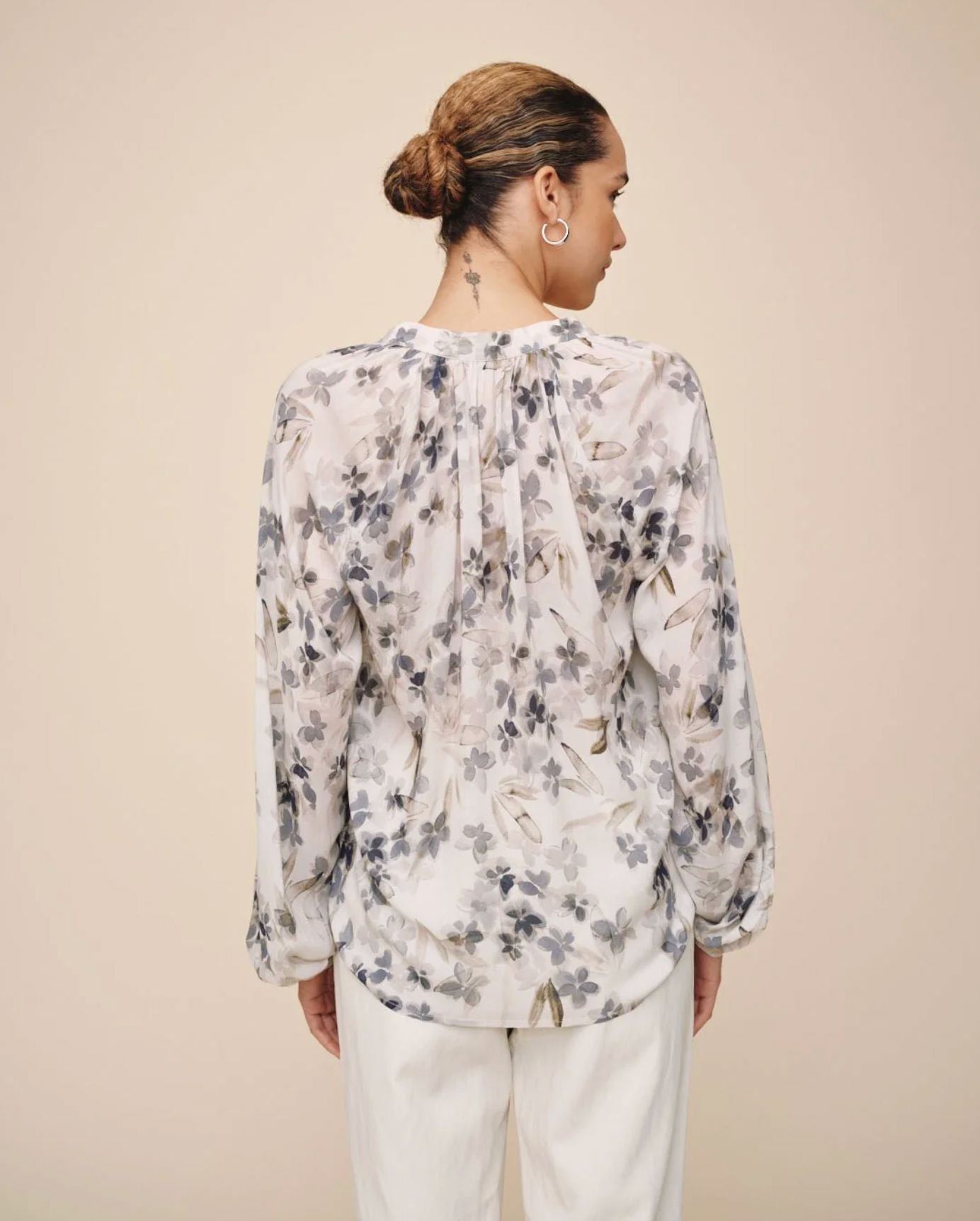 Long Sleeve Shirred Raglan Shirt-Tops/Blouses-Uniquities