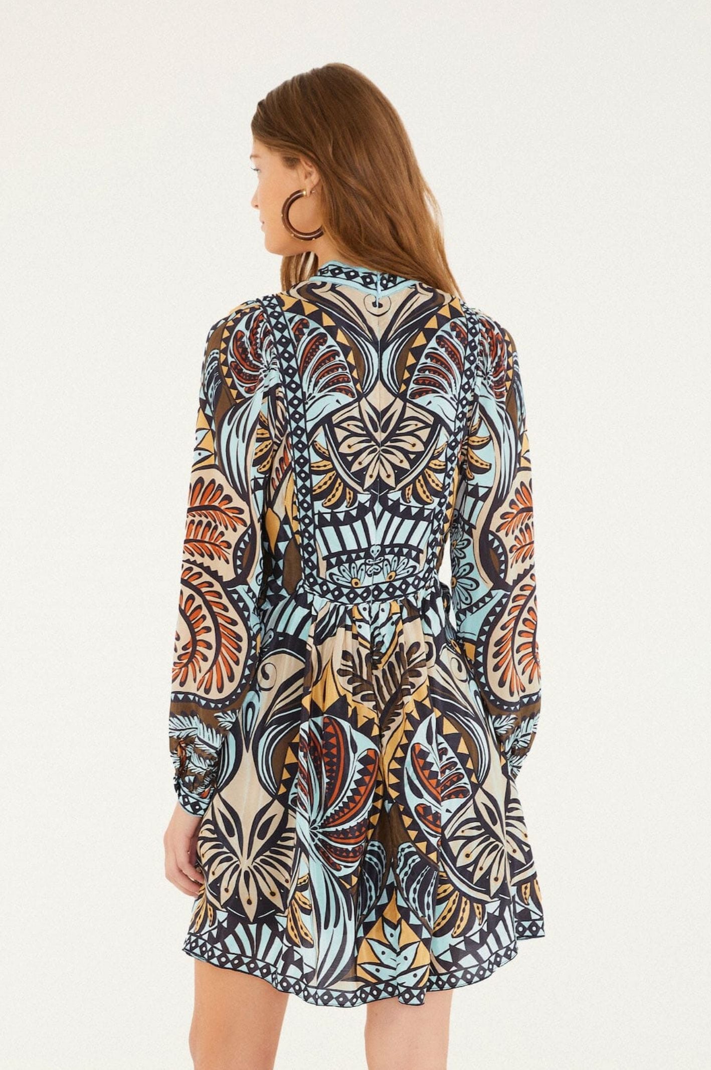 multi color mini dress Plus Size Long Sleeve Multi-Color Tie Dye Mini Dress STEVEN WICK