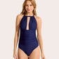 Ruched Halter One Piece-Swimwear-Uniquities