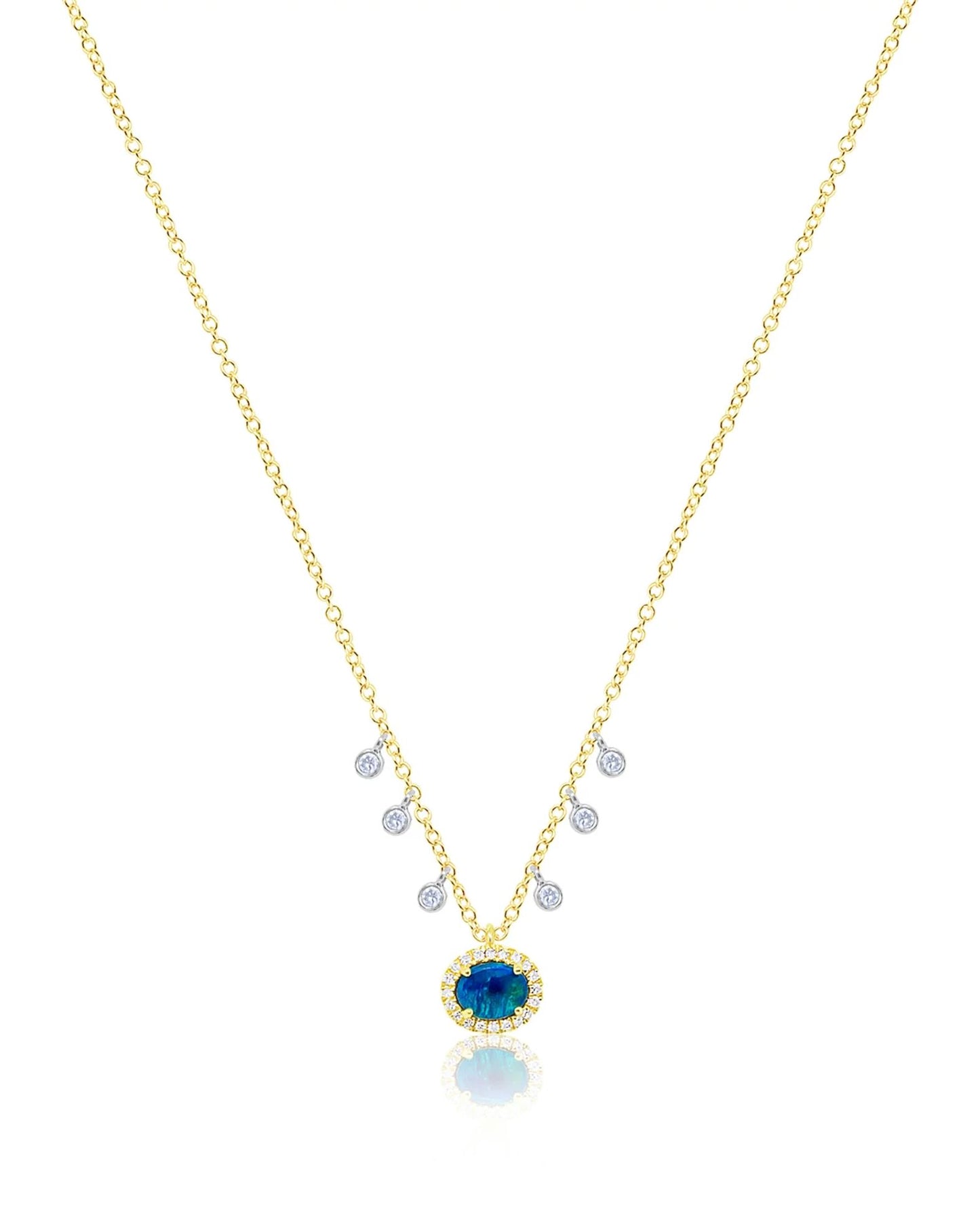 14k Opal Diamond Necklace-Jewelry-Uniquities
