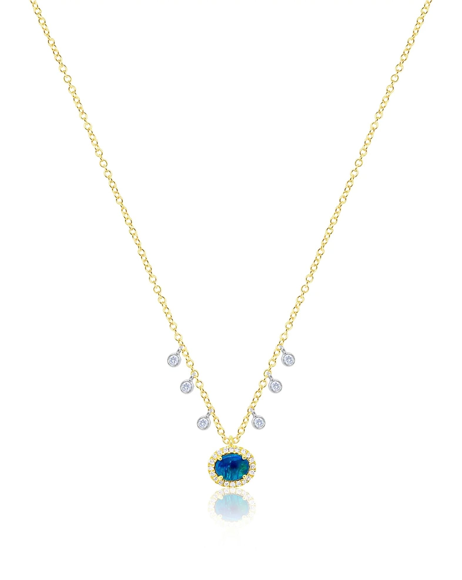 14k Opal Diamond Necklace-Jewelry-Uniquities