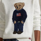 Linen Crewneck Bear Sweater-Sweaters-Uniquities
