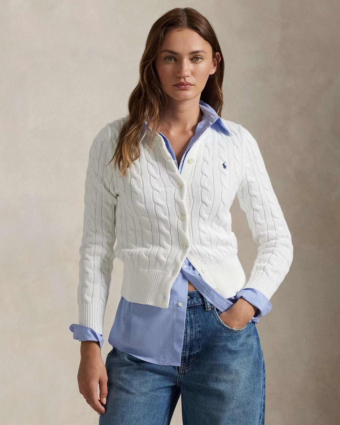 Cotton Crewneck Cardigan-Sweaters-Uniquities