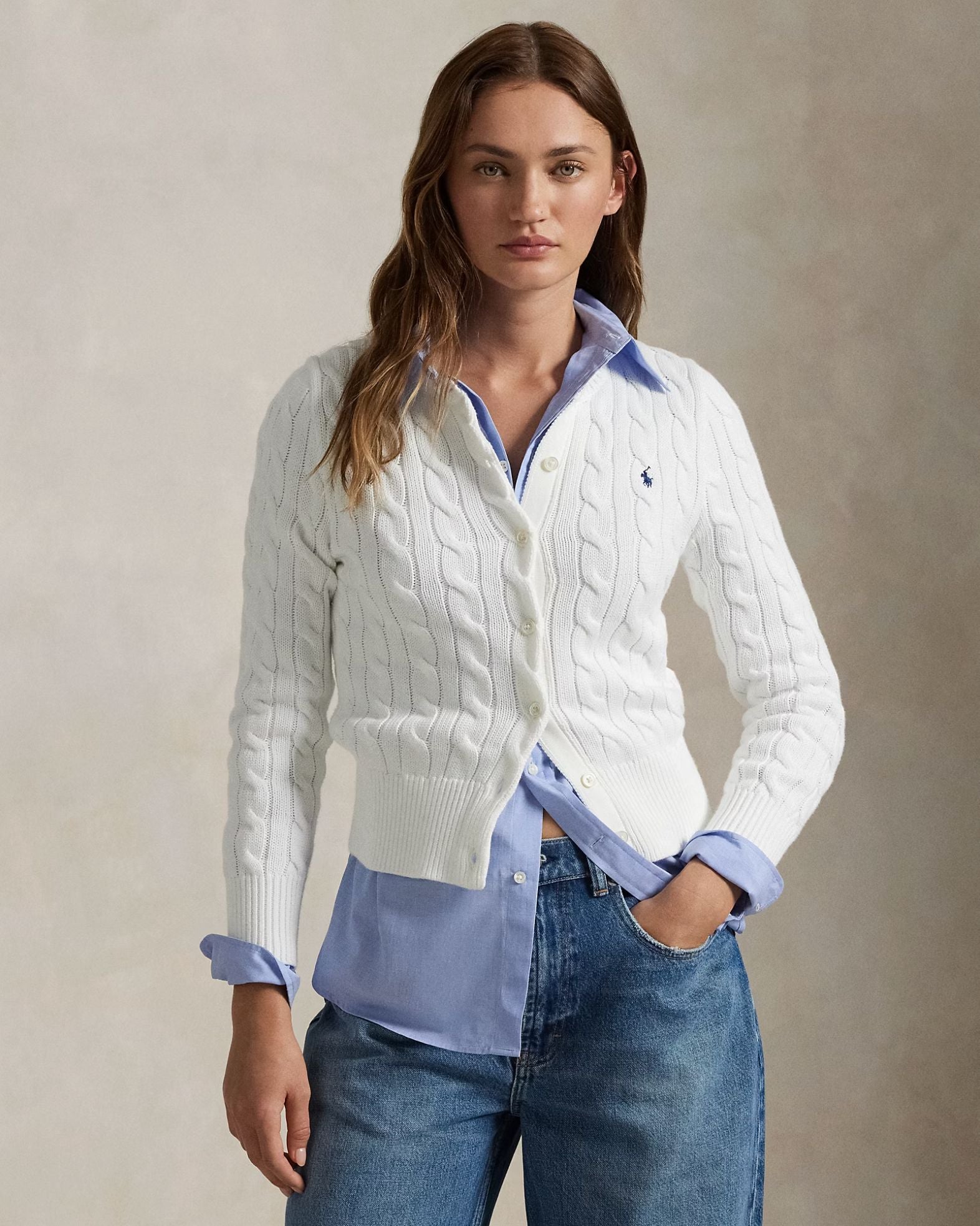 Cotton Crewneck Cardigan-Sweaters-Uniquities