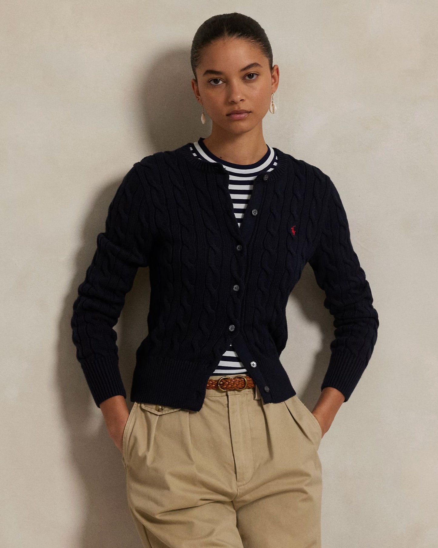 Cotton Crewneck Cardigan-Sweaters-Uniquities