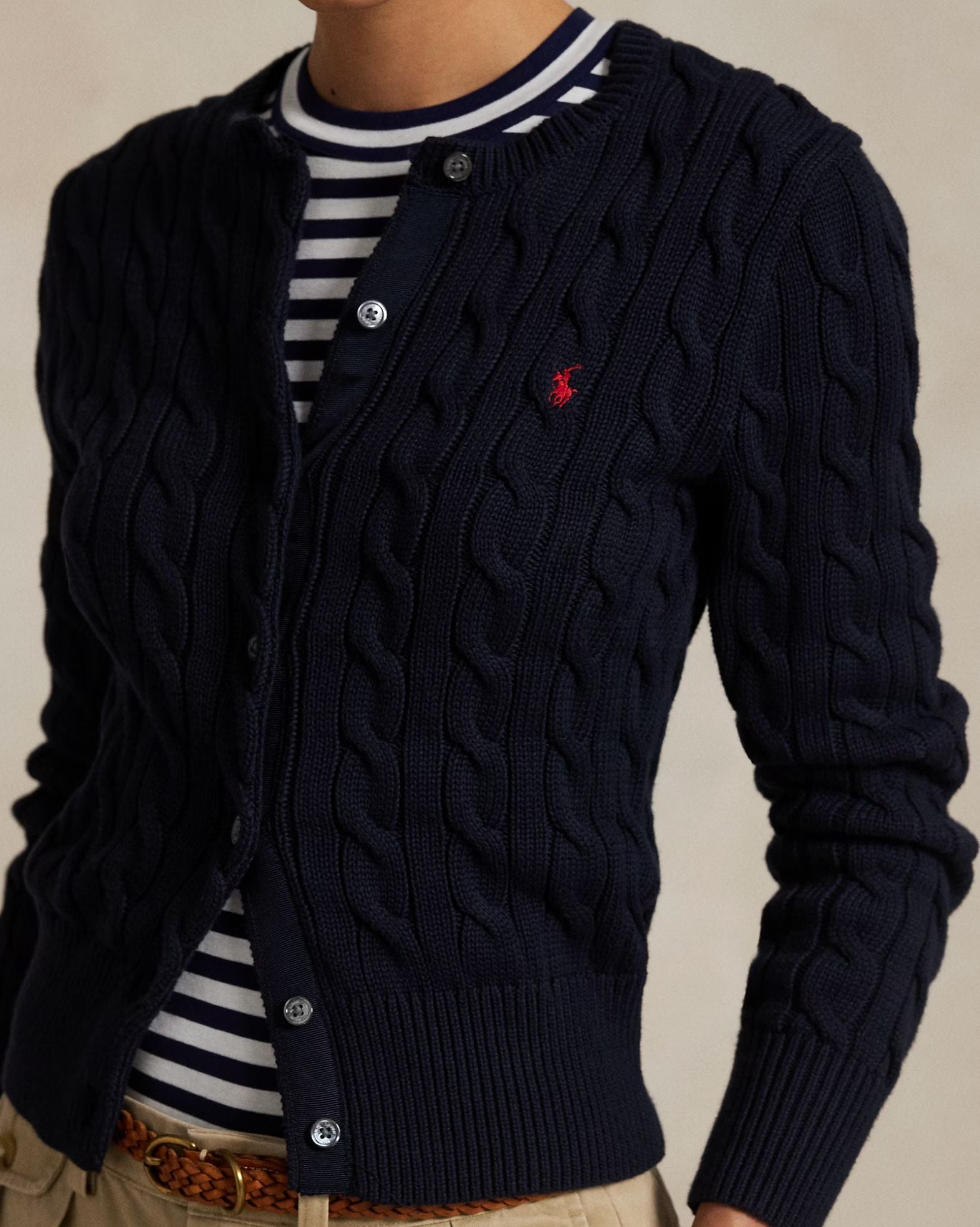 Cotton Crewneck Cardigan-Sweaters-Uniquities