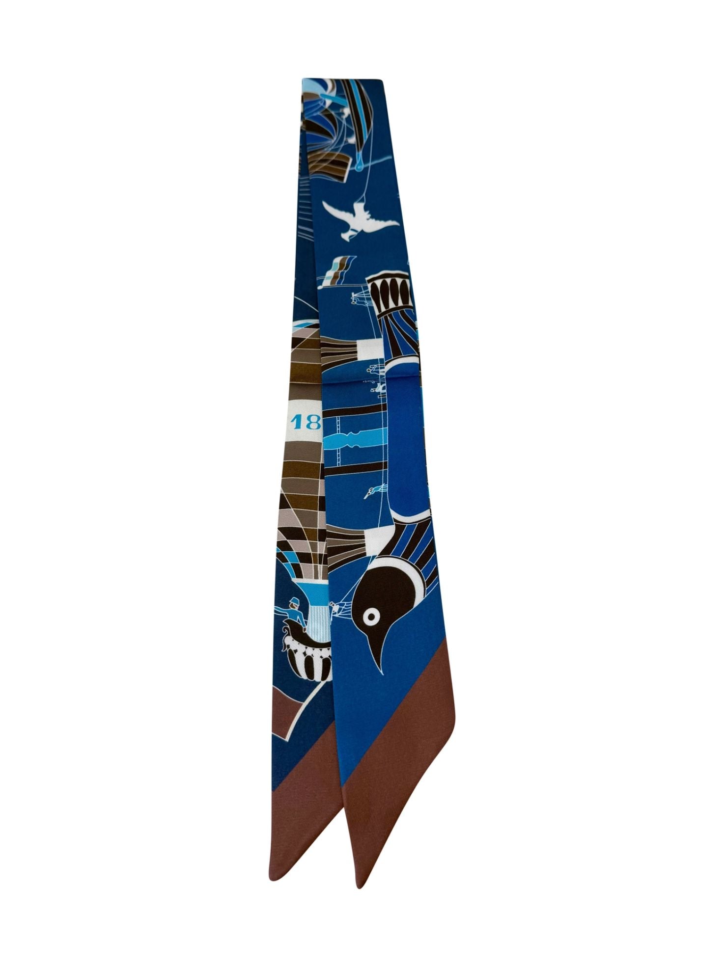 Twilly Scarf Blue/Brown-Accessories-Uniquities