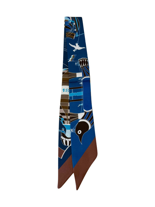Twilly Scarf Blue/Brown-Accessories-Uniquities