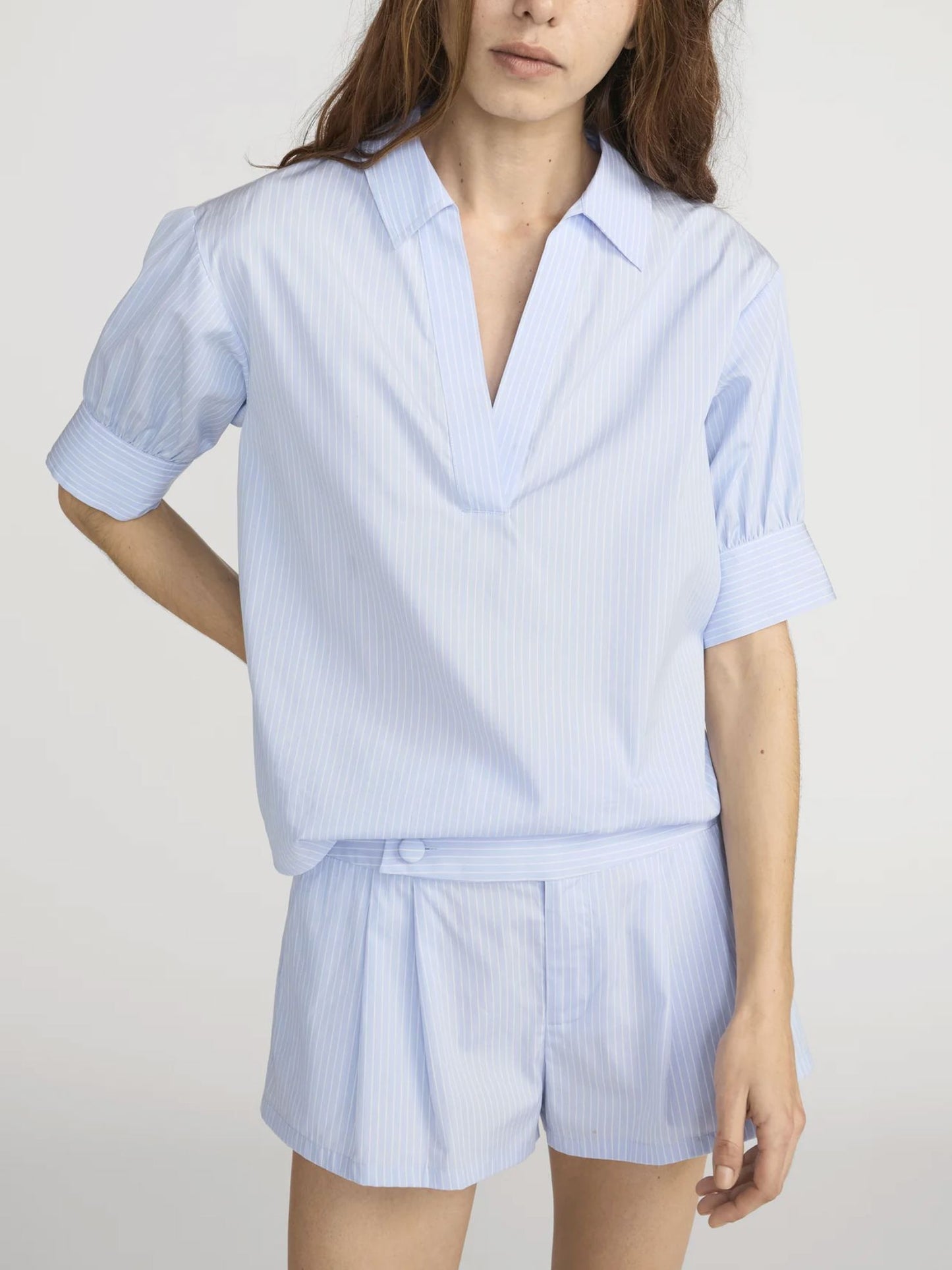 Striped Popover Top-Tops/Blouses-Uniquities