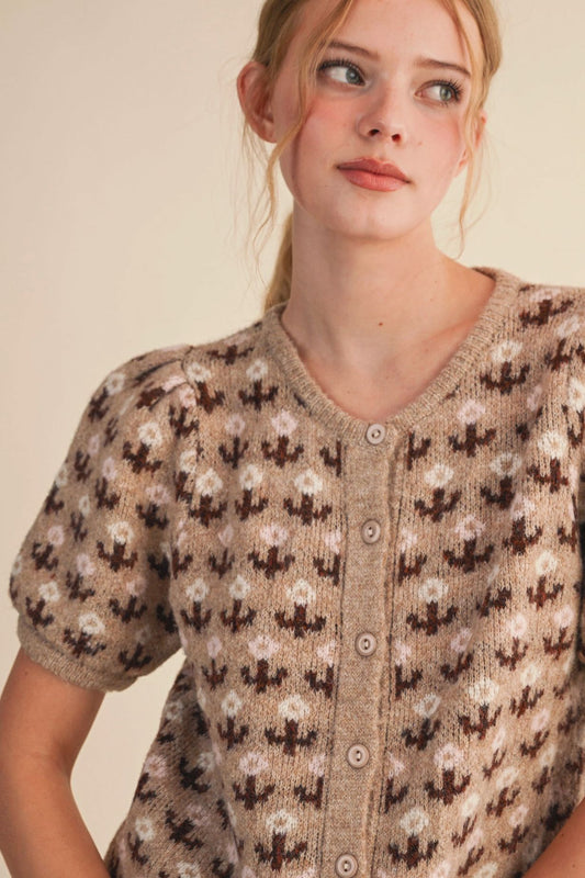 Thea Short Sleeve Cardigan-Sweaters-Uniquities