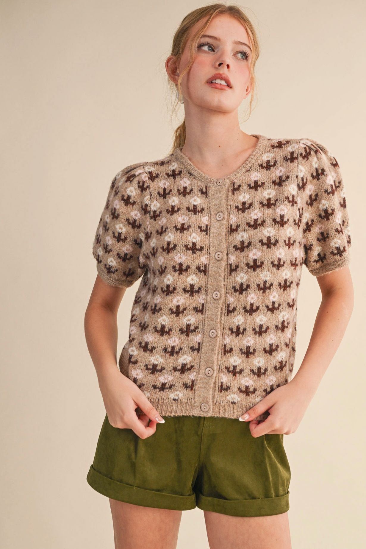 Thea Short Sleeve Cardigan-Sweaters-Uniquities