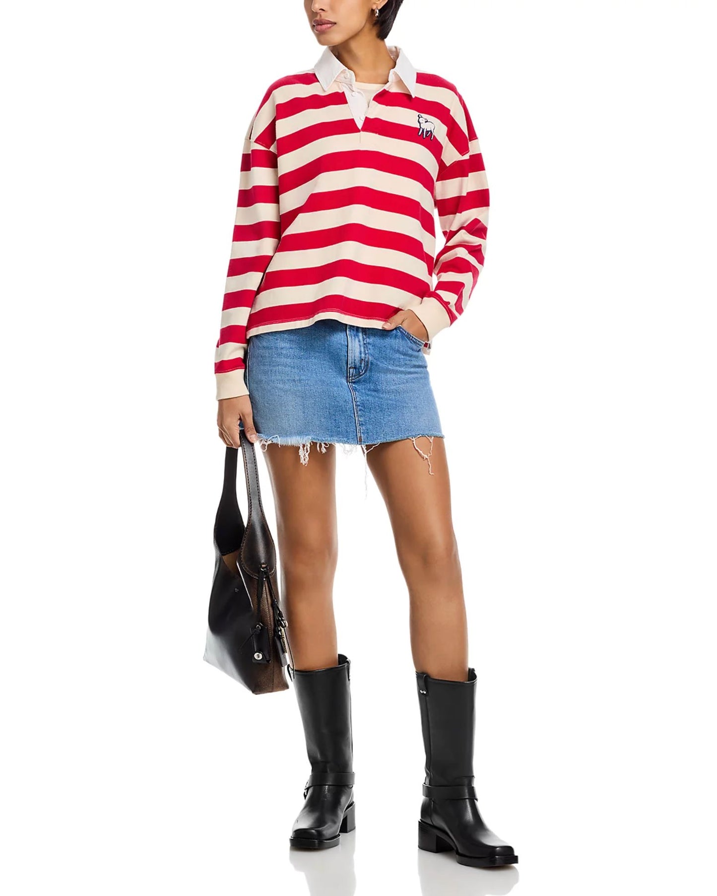 The Ditcher Mini Fray Skirt-Denim-Uniquities