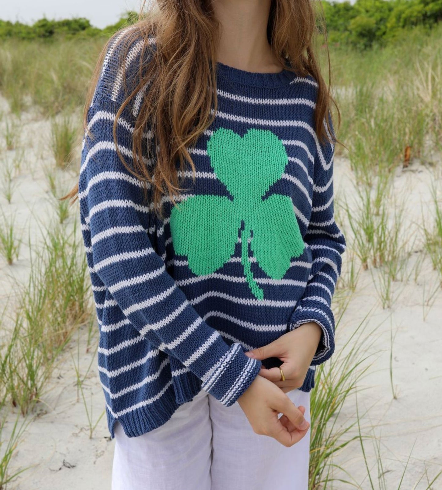 Shamrock Stripe Crew-Sweaters-Uniquities