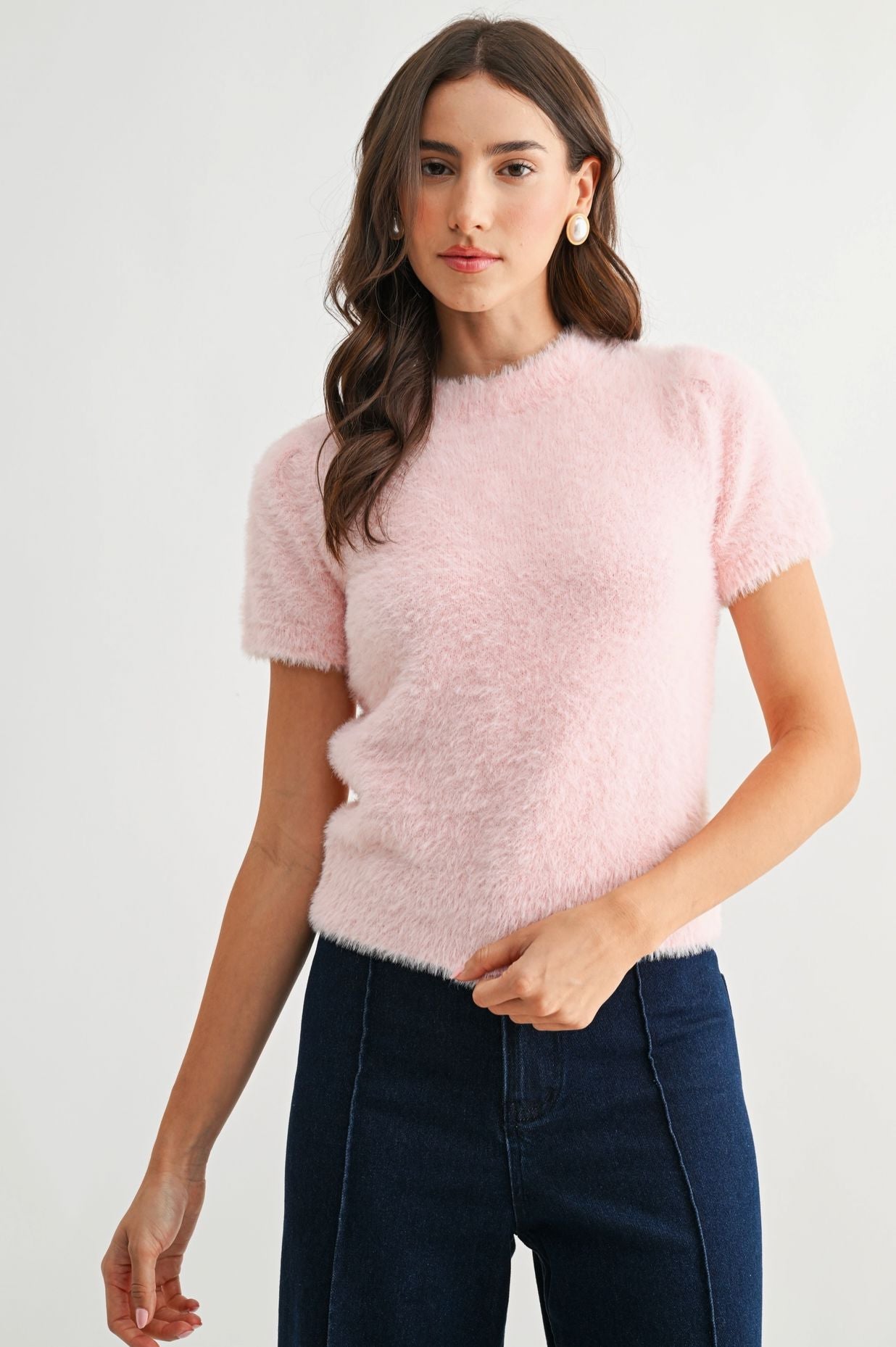 Wallace Fuzzy Sweater Top-Sweaters-Uniquities