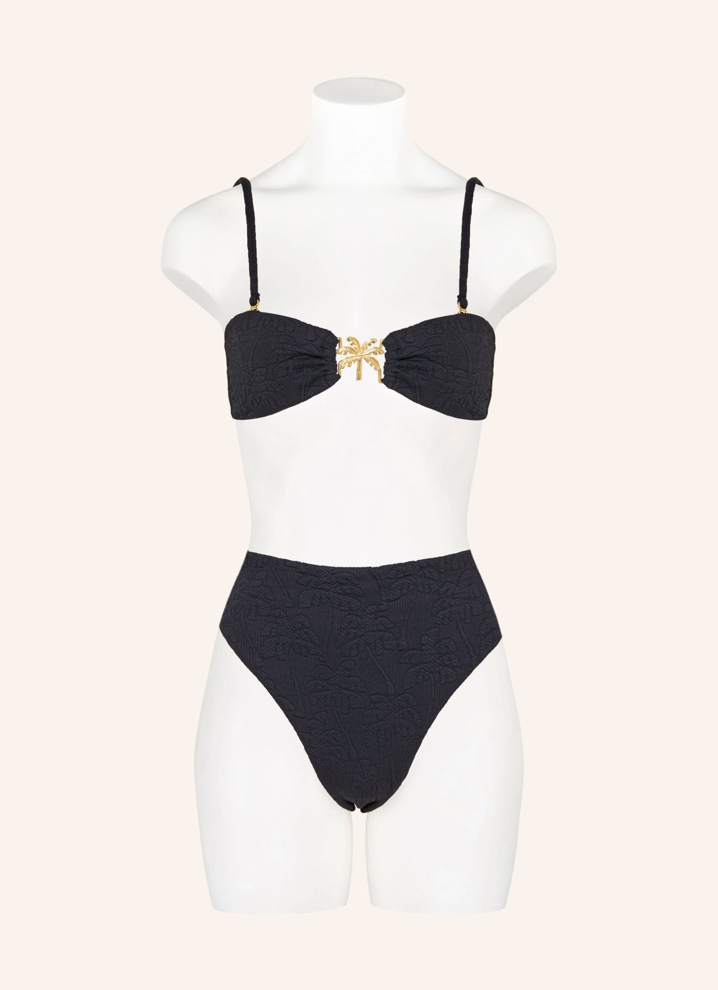 Black Palm Trees Bikini Top-Swimwear-Uniquities