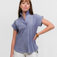 Denim Cap Sleeve Top-Tops/Blouses-Uniquities